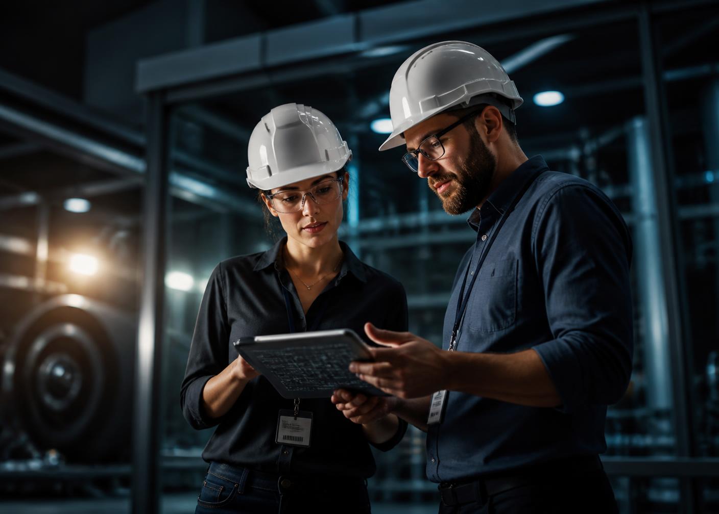 AL ZAAB engineers reviewing project drawings inside an industrial facility